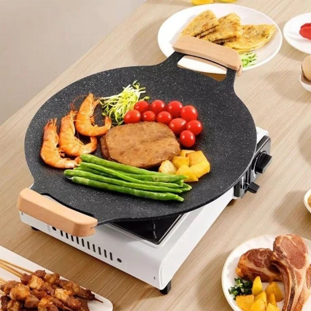 Kitchen Baking Tray Organiser - 30/32/34/36/38cm Korean BBQ Grill Pan Heat-resistant