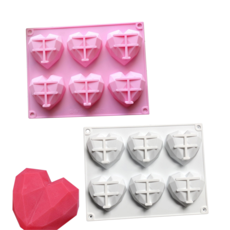 Kitchen Accessories For Baking - 3D 6 Cavity Diamond Love Silicone