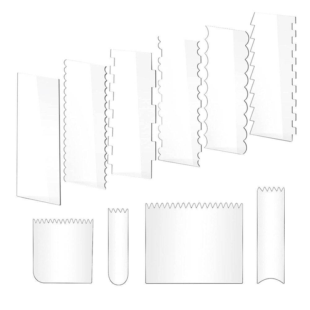 Kitchen Accessories For Baking - 10Pcs Acrylic Cake Scrapers Set Multipurpose
