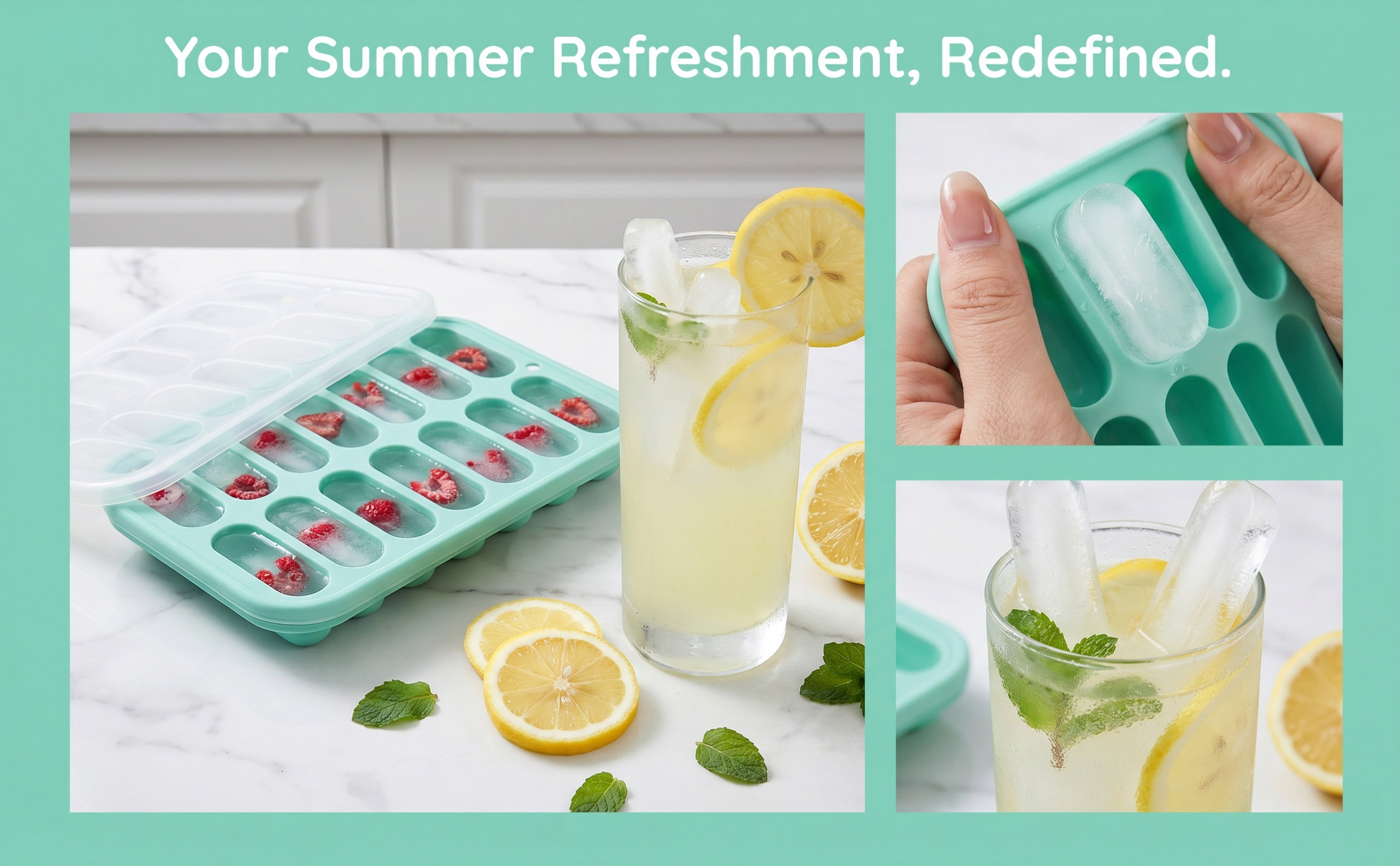 Kitchen Essentials Baking Tray - Ice Cube Tray Silicone Mold Tasteless