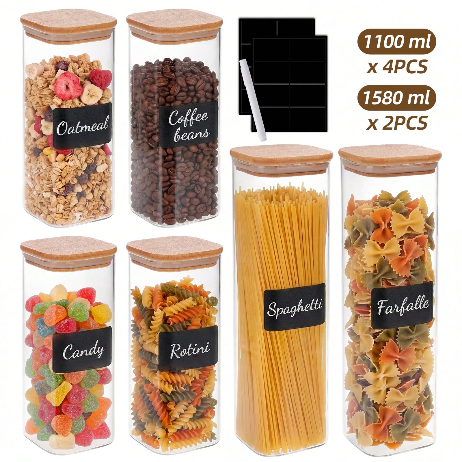 6/12pcs Glass Food Storage Con - Kitchen Baking Storage Containers 评论和价格
