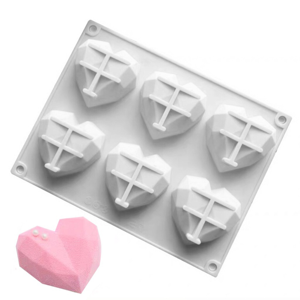 3D 6 Cavity Diamond Love Silic - Kitchen Accessories For Baking 评论和价格