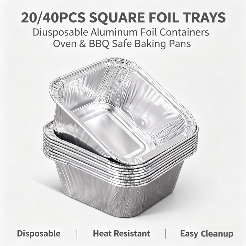 20/40Pcs Square Disposable Alu - Kitchen Baking Storage Containers 评论和价格