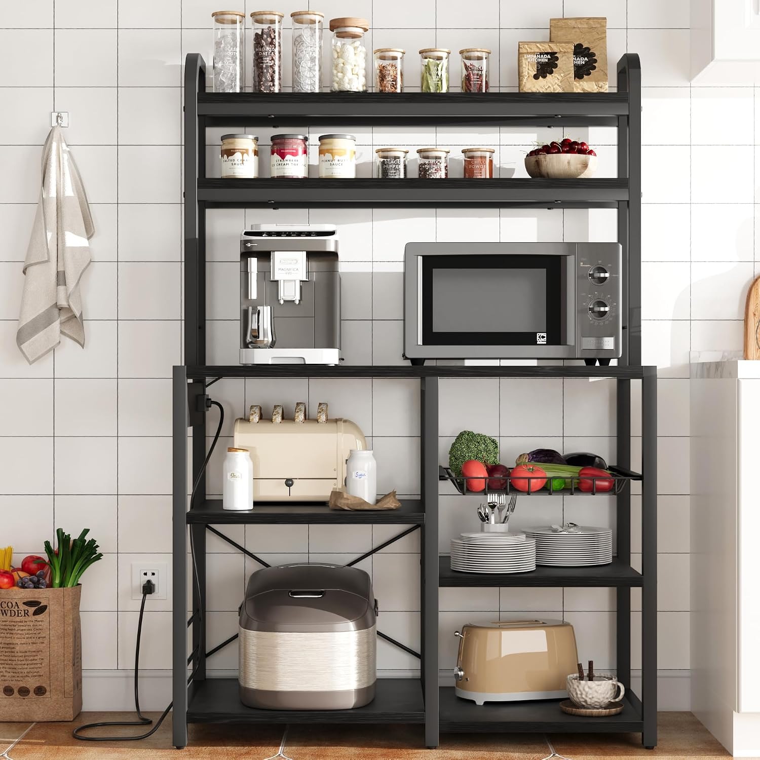 Bakers Rack with Power Outlet, - Kitchen Baker 评论和价格