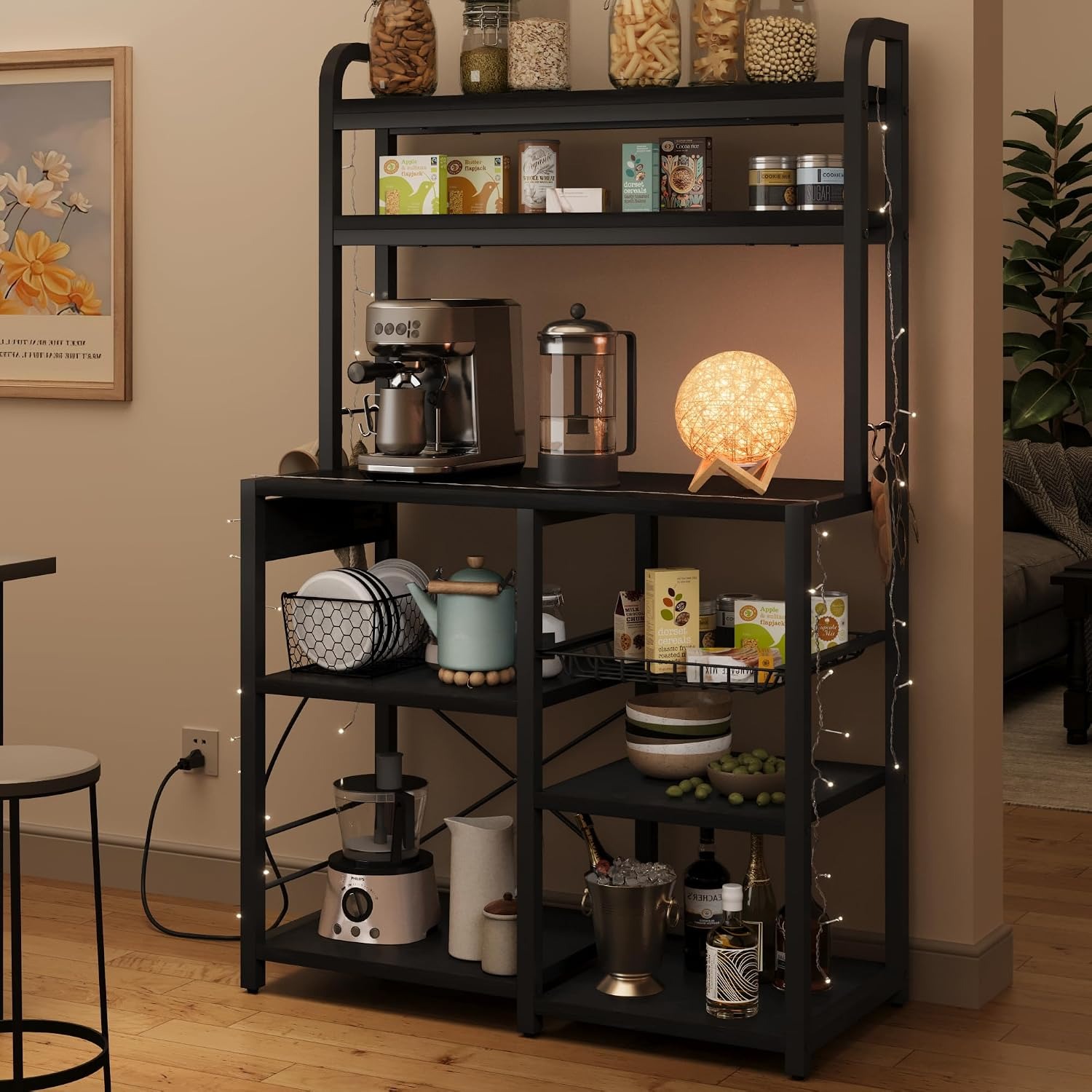Bakers Rack with Power Outlet, - Kitchen Baker 评论和价格