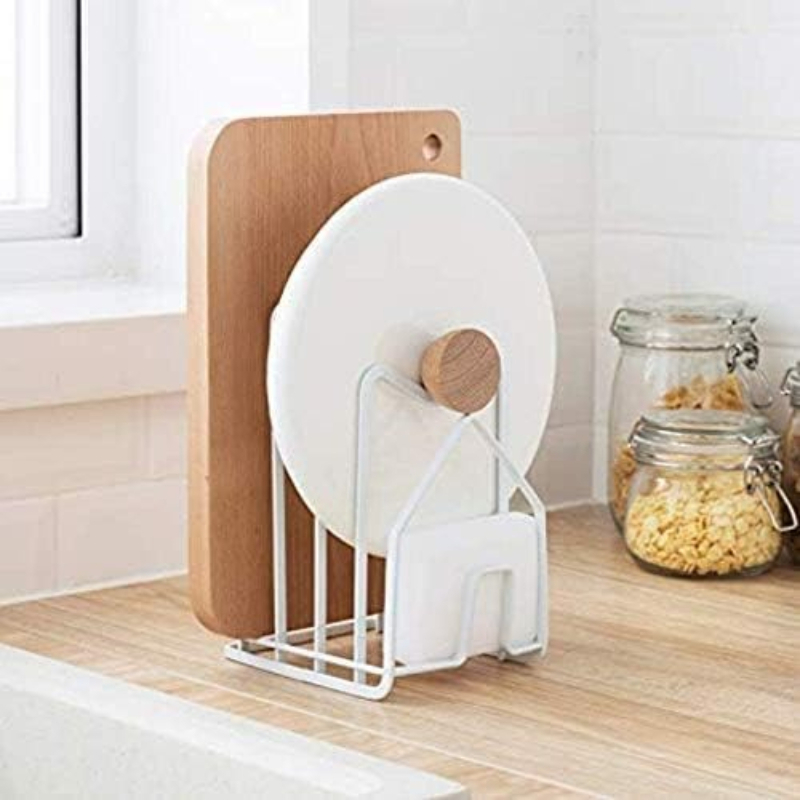 1Pc Pot Pan Lid Holder White C - Kitchen Baking Tray Organiser 评论和价格