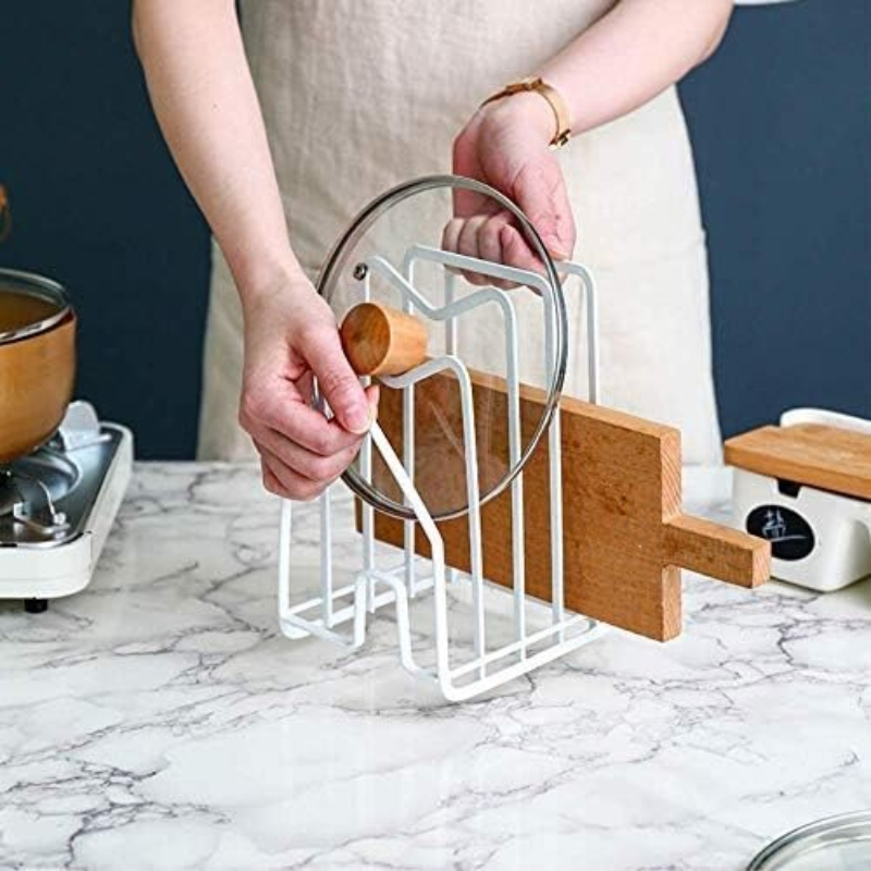 1Pc Pot Pan Lid Holder White C - Kitchen Baking Tray Organiser 评论和价格